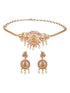 Gold Plated Kempo Studded Goddedd Lakshmi Temple Choker Jewellery Set