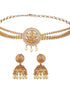 Gold Plated Zircon Studded Goddess Figure Choker Jewellery Set