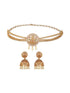 Gold Plated Zircon Studded Goddess Figure Choker Jewellery Set