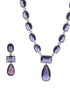 Silver Toned Blue Amethyst Doublet Studded Luxe Designer Necklace Jewellery Set