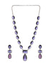 Silver Toned Blue Amethyst Doublet Studded Luxe Designer Necklace Jewellery Set