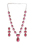 Silver Toned Red Ruby Designer Patywear Necklace Jewellery Set