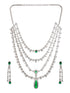 Silver Plated Green AD Multilayered Luxe Bridal Jewellery Set