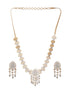 Gold Toned AD Studded Minimal Floral Delicate Pendant Jewellery Set