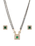 Gold Polish Green Zircon Minimal Officewear Mangalsutra Jewellery Set
