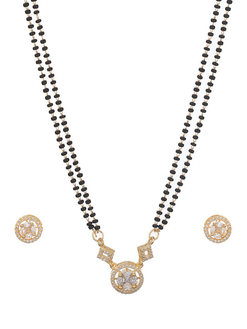 Gold Toned Solitaire AD Minimal Mangalsutra Jewellery Set