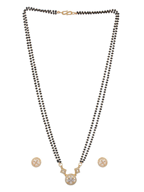 Gold Toned Solitaire AD Minimal Mangalsutra Jewellery Set
