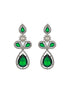 Silver Toned Green AD & Pearl Beaded Minimal Designer Jewellery Set