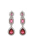 Silver Plated Red Ruby Studded Double lined Modern Bridal Jewellery Set