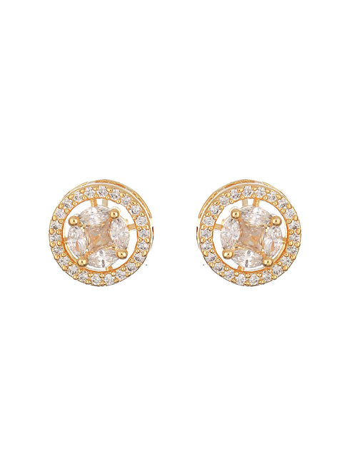 Gold Toned Solitaire AD Minimal Mangalsutra Jewellery Set