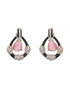 Black Enamelled Pink AD Minimal Tear Shaped Designer Earrings