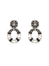 Black Enamelled White AD Studded Minimal Designer Chandbali Earring