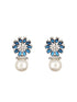 Silver Plated Blue AD & Pearl Beaded Floral Earrings
