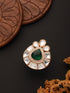 Gold Polish Green Polki Kundan Designer Adjustable Engagement Finger Ring