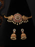 Gold Plated CZ Studded Floral Peacock Choker Jewellery Set