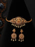 Gold Plated Kempo Studded Goddedd Lakshmi Temple Choker Jewellery Set