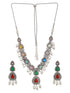 Silver Toned Multicolored Kundan & Pearl Beaded Designer Jewellery Set
