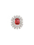 Silver Plated Red CZ Studded Designer Adjustable Cocktail Finger Ring