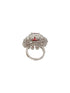 Silver Plated Red CZ Studded Designer Adjustable Cocktail Finger Ring