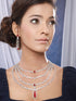 Silver Toned Red AD Multilayered Designer Bridal Jewellery Set