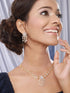 Gold Toned AD Studded Minimal Floral Delicate Pendant Jewellery Set