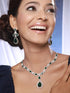Silver Toned Green AD & Pearl Beaded Minimal Designer Jewellery Set