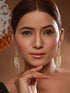 24K Gold Plated Kundan Studded Pearl Beaded Dropdown Minimal Lightweight Earring