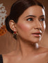 24K Gold Plated Red Ruby Circular Minimal Chunky Chandbali Luxe Studds Earrings