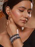 Silver Toned Blue Sapphire AD Studded Designer Bridal Kada Bracelet