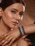 Silver Toned Blue Sapphire AD Studded Designer Bridal Kada Bracelet