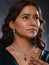 Silver Rhodium Red Zircon Pearl Beaded Designer Necklace Jewellery Set