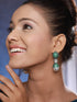Green AD & Pearl Beaded Designer Luxe Drop Earrings