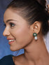 Silver Plated Green AD & Pearl Beaded Floral Earrings