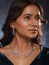 Silver Plated Green Zircon Studded Double 2 Lined Bridal Luxe Jewellery set