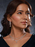 Gold Plated Zircon Studded Double Lined Pear Shaped Solitaire Bridal Necklace jewellery Set