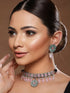 Oxidised Green Stone Studded & Pink Pearl beaded Pendant Jewellery Set