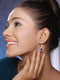 Silver Plated Lavender AD studded Minimal Officewear Drop Earrings