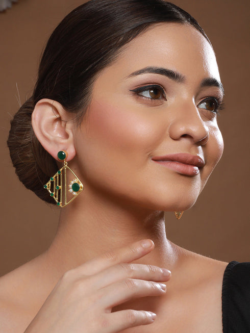 Yellow stone studded STUDD Earrings