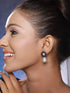 Silver Plated Blue AD & Pearl Beaded Floral Earrings