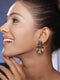 Black Enamelled White AD Studded Minimal Designer Chandbali Earring