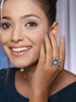 Silver Oxidised White Stones Studded Adjustable Finger Ring