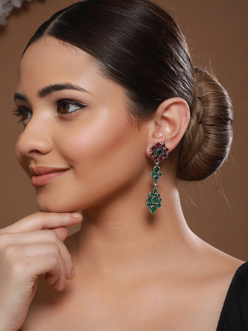 Yellow stone studded Drop Earrings