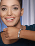 Silver Toned AD Studded Designer Sleek Kada Bracelet