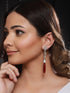 Silver Plated Red AD Studded Designer Dangler Earrings