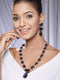 Silver Toned Blue Amethyst Doublet Studded Luxe Designer Necklace Jewellery Set