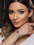 Silver Toned Red AD Studded Statement Handcrafted Bracelet