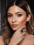 Silver Plated Green CZ Studded Cocktail Luxe Finger Ring