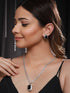 Silver Plated Blue CZ Studded StatementJewellery Set