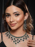 White Rhodium Silver Plated Green CZ Stone Studded jewellery Set