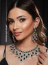 White Rhodium Silver Plated Green CZ Stone Studded jewellery Set
